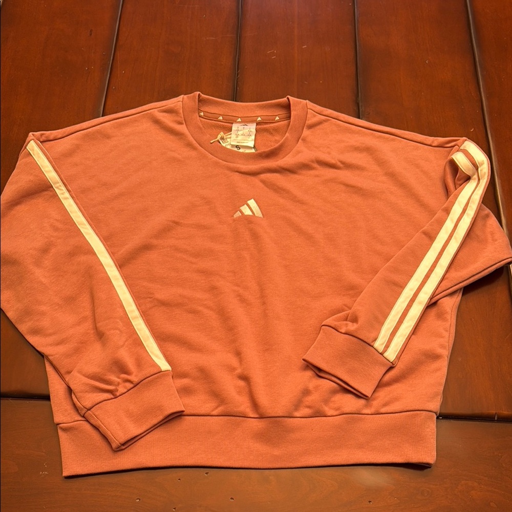Adidas dusty Pink boxy fit Sweatshirt with Three Stripes
